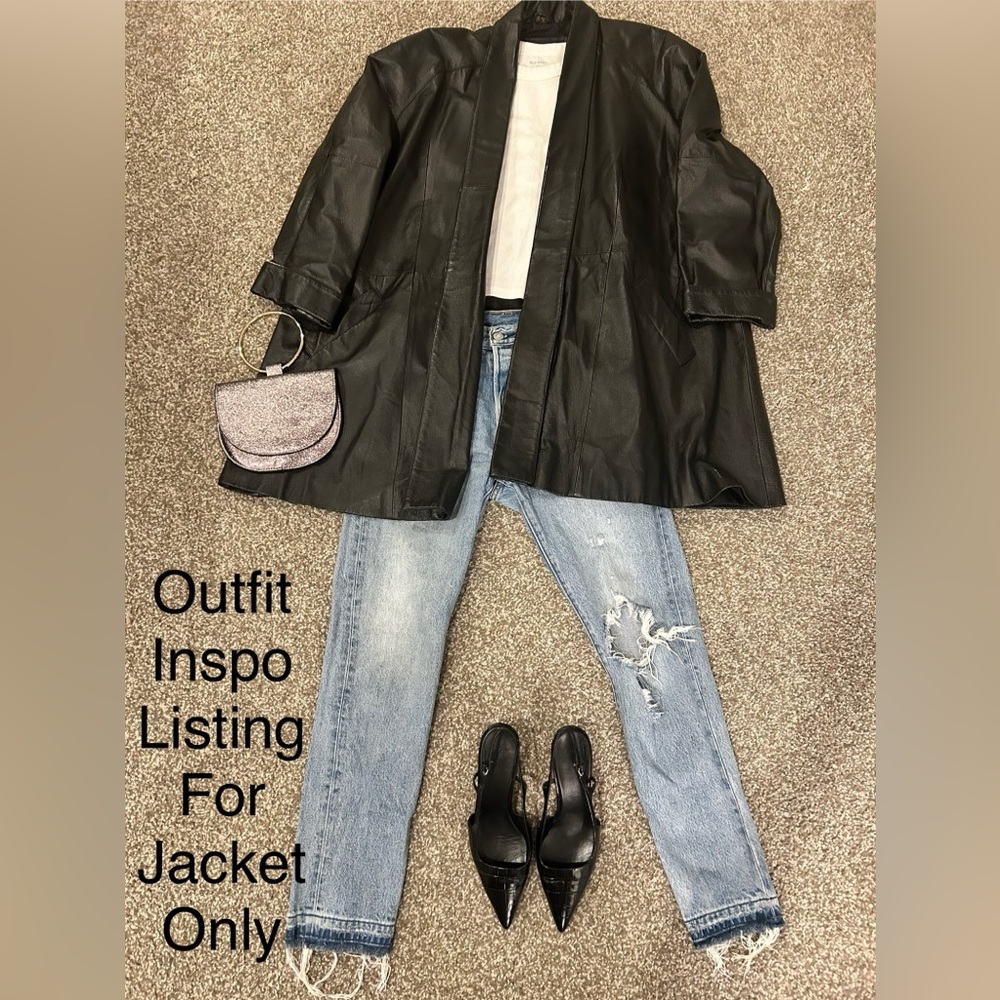 Vintage Black Leather Swing Coat size Medium